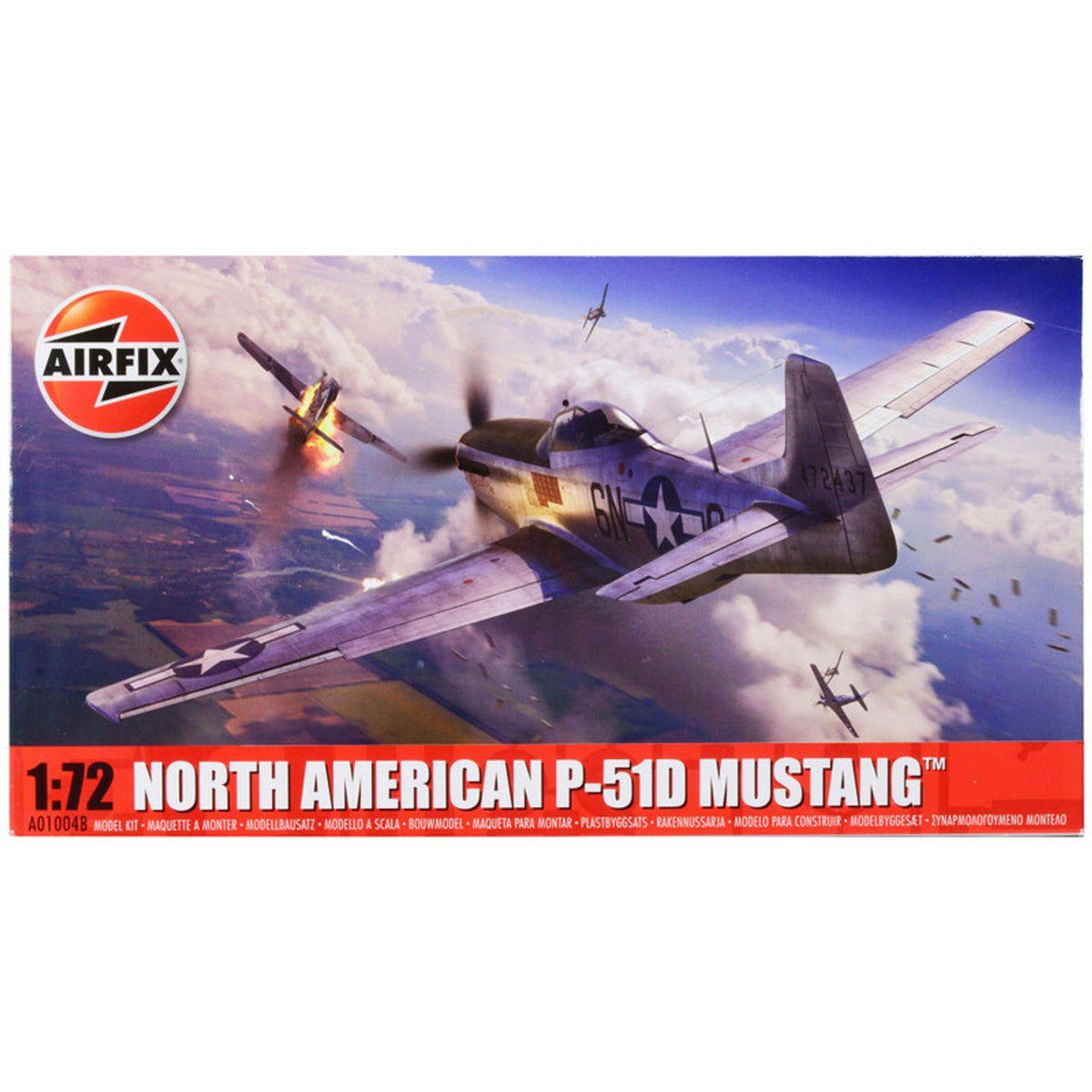 Level 1 Model Kit North American P-51D Mustang Fighter Aircraft 1/72 Plastic Model Kit by Airfix-Airfix-ModelCars.com