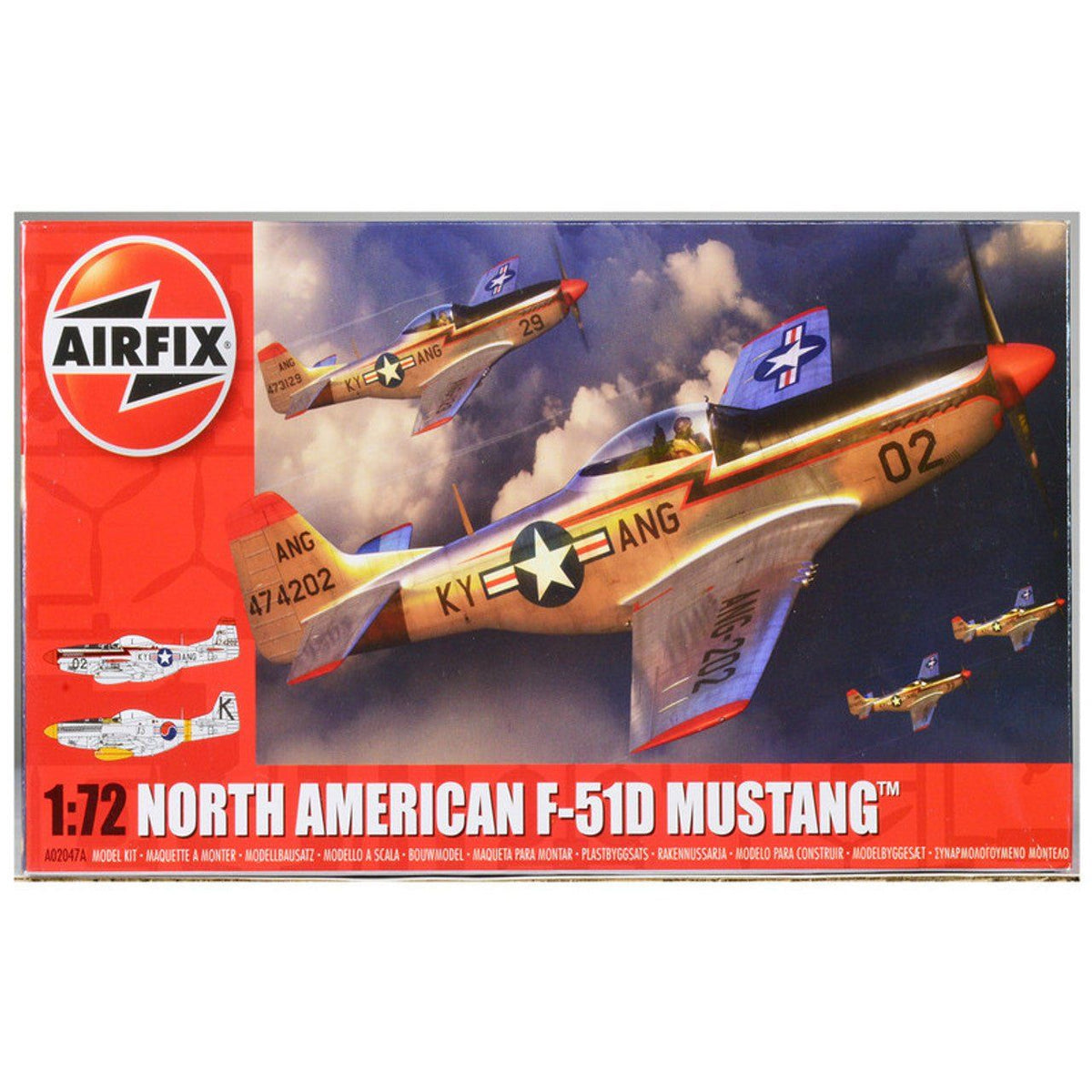 Level 1 Model Kit North American P-51D Mustang Fighter Aircraft with 2 Scheme Options 1/72 Plastic Model Kit by Airfix-Airfix-ModelCars.com