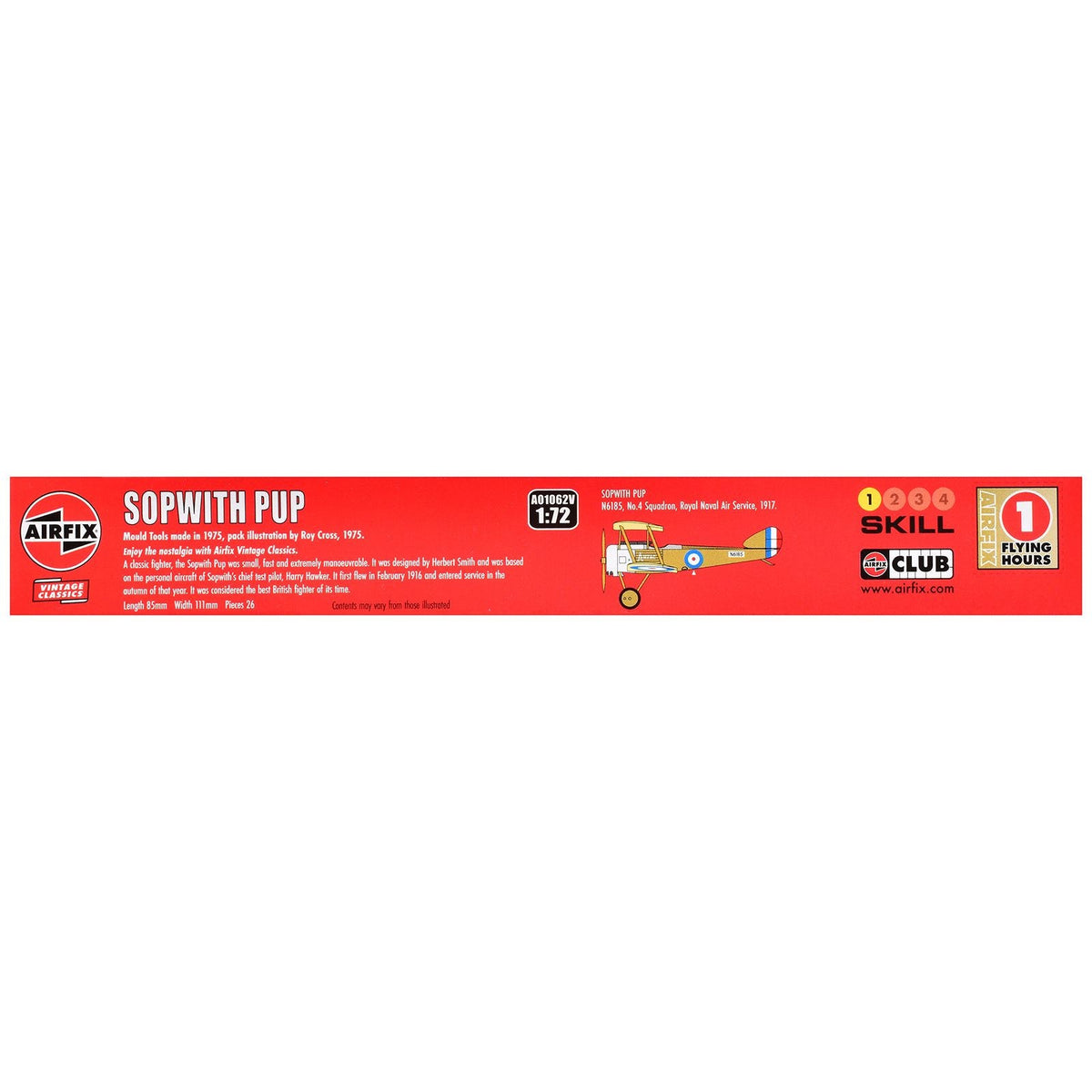 Level 1 Model Kit Sopwith Pup Fighter Aircraft 1/72 Plastic Model Kit by Airfix-Airfix-ModelCars.com