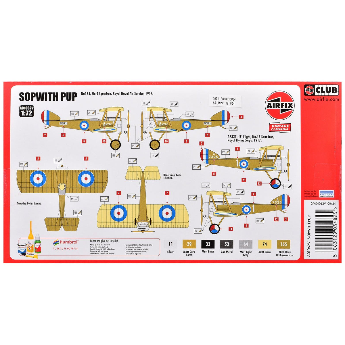 Level 1 Model Kit Sopwith Pup Fighter Aircraft 1/72 Plastic Model Kit by Airfix-Airfix-ModelCars.com