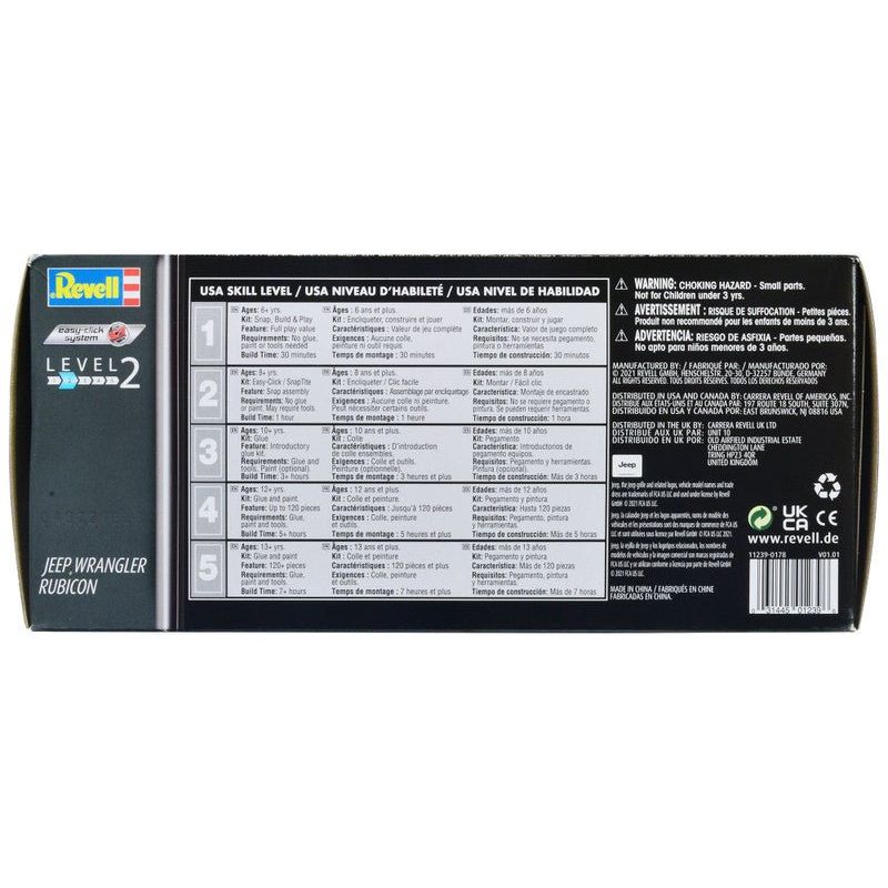 Level 2 Easy - Click Model Kit Jeep Wrangler Rubicon 1/25 Scale Model by Revell - Revell - ModelCars.com