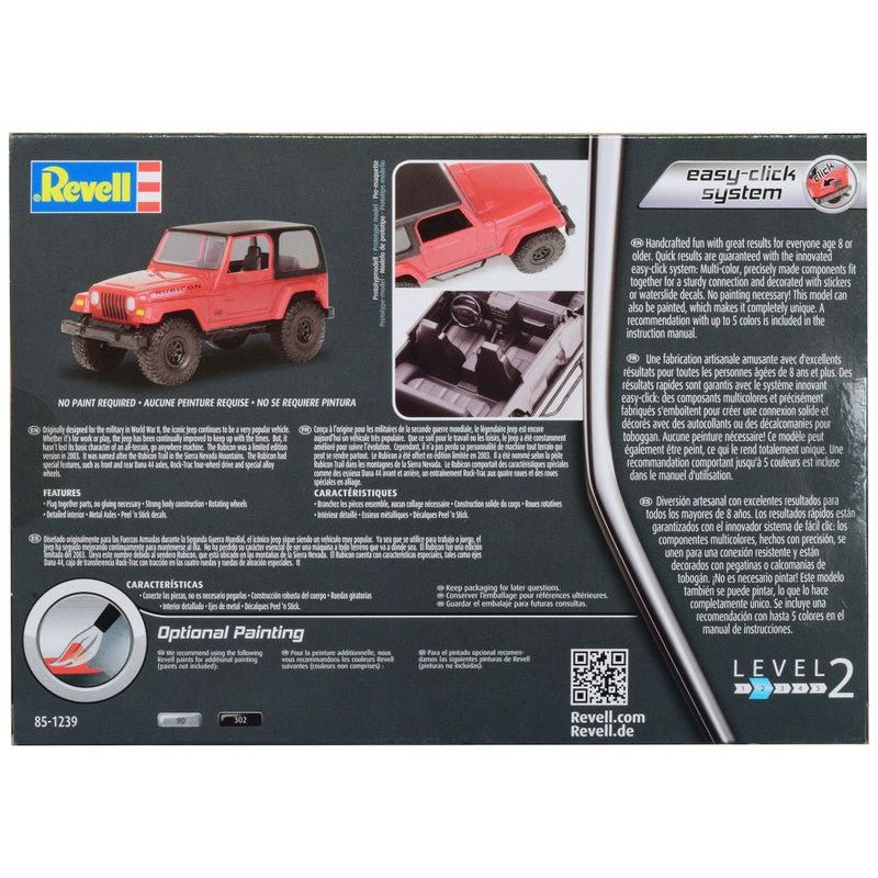 Level 2 Easy - Click Model Kit Jeep Wrangler Rubicon 1/25 Scale Model by Revell - Revell - ModelCars.com