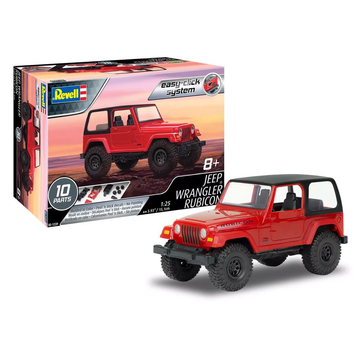 Level 2 Easy - Click Model Kit Jeep Wrangler Rubicon 1/25 Scale Model by Revell - Revell - ModelCars.com