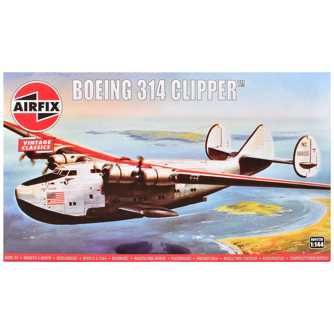 Level 2 Model Kit Boeing 314 Clipper Flying Boat with 2 Scheme Options 1/144 Plastic Model Kit by Airfix-Airfix-ModelCars.com