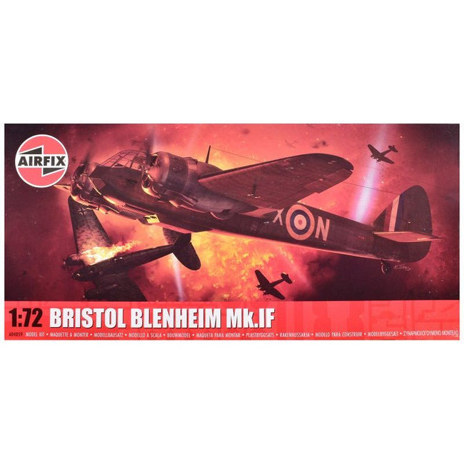 Level 2 Model Kit Bristol Blenheim Mk.IF Aircraft with 2 Scheme Options 1/72 Plastic Model Kit by Airfix-Airfix-ModelCars.com