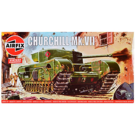 Level 2 Model Kit British Churchill Mk.VII Tank 1/76 Plastic Model Kit by Airfix-Airfix-ModelCars.com