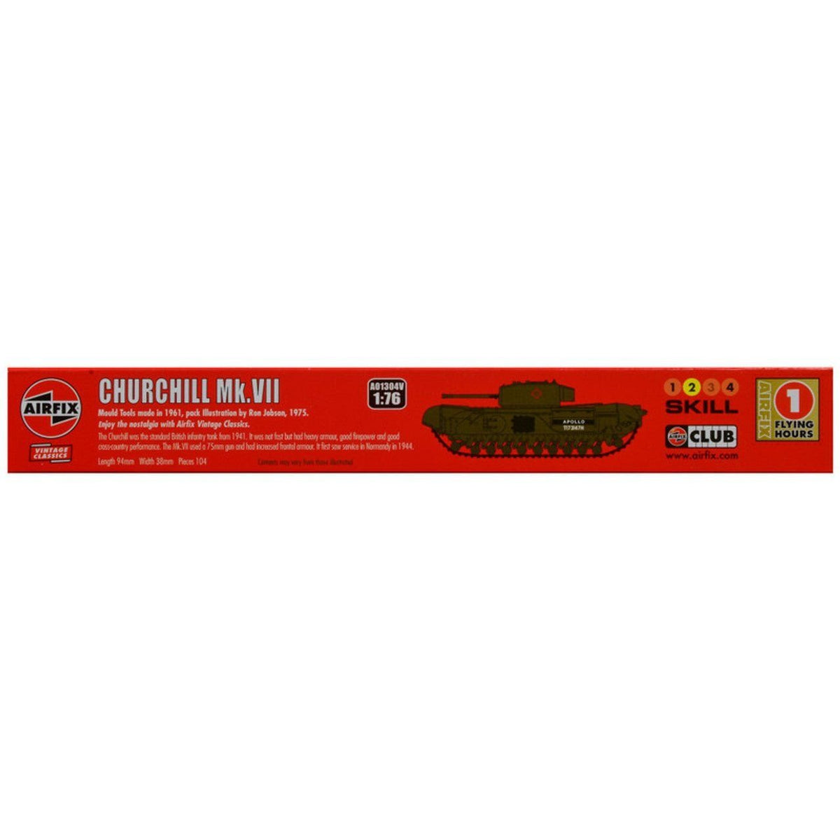 Level 2 Model Kit British Churchill Mk.VII Tank 1/76 Plastic Model Kit by Airfix-Airfix-ModelCars.com