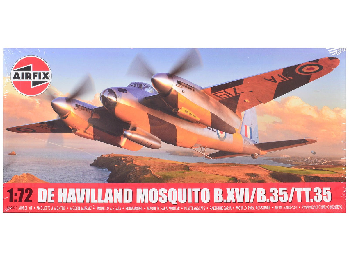 Level 2 Model Kit De Havilland Mosquito B.XVI/B.35/TT.35 Aircraft with 3 Scheme Options 1/72 Plastic Model Kit by Airfix-Airfix-ModelCars.com