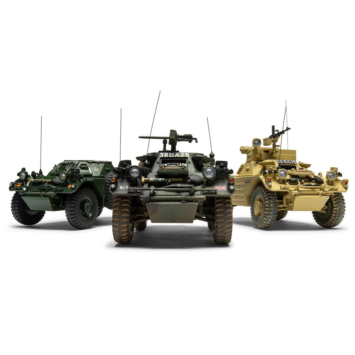 Level 2 Model Kit Ferret Scout Mk.1 Armored Car with 3 Scheme Options 1/35 Plastic Model Kit by Airfix-Airfix-ModelCars.com