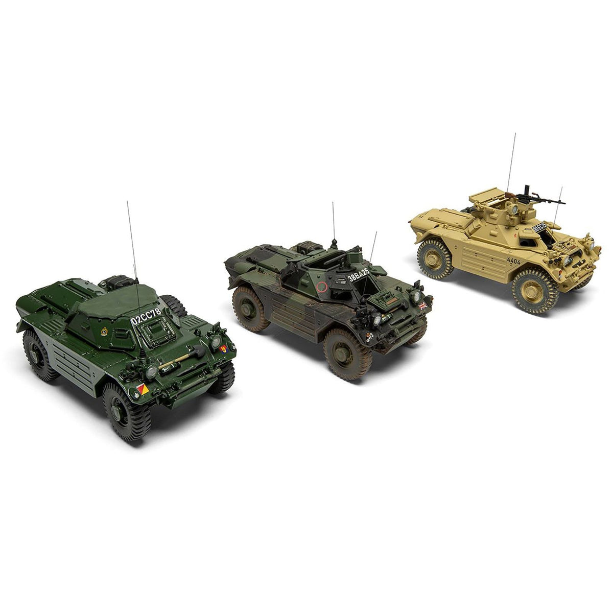 Level 2 Model Kit Ferret Scout Mk.1 Armored Car with 3 Scheme Options 1/35 Plastic Model Kit by Airfix-Airfix-ModelCars.com