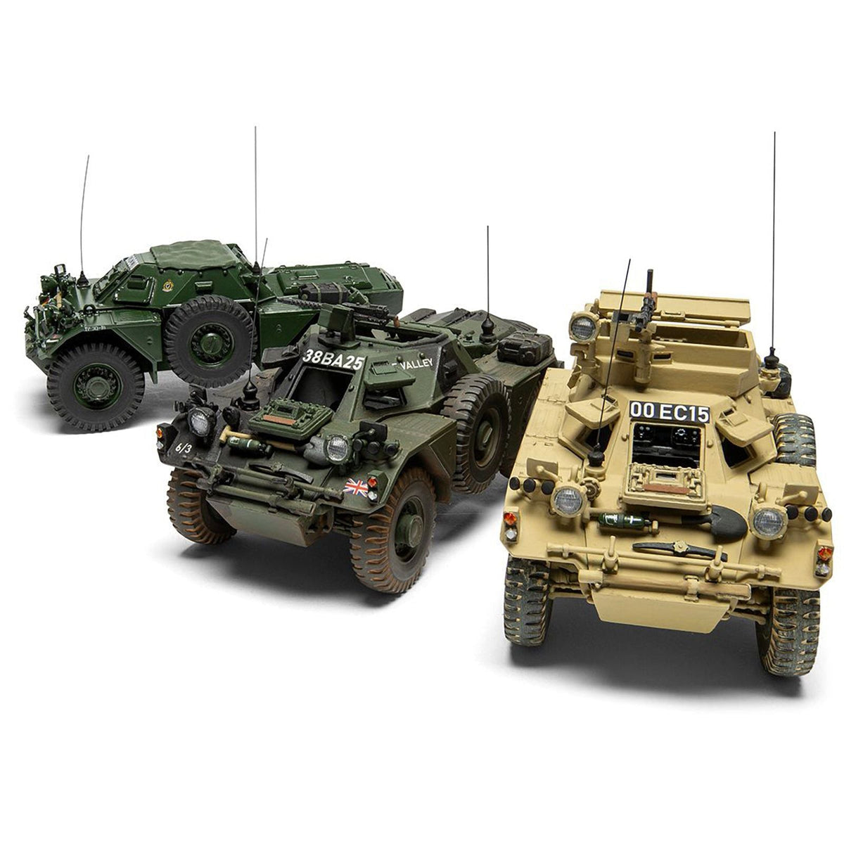Level 2 Model Kit Ferret Scout Mk.1 Armored Car with 3 Scheme Options 1/35 Plastic Model Kit by Airfix-Airfix-ModelCars.com