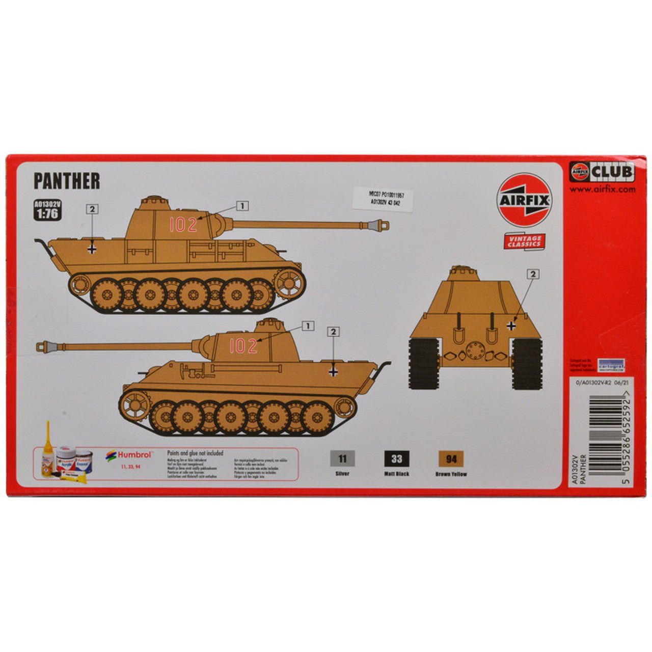 Level 2 Model Kit German Panther Tank 1/76 Plastic Model Kit by Airfix - Airfix - ModelCars.com