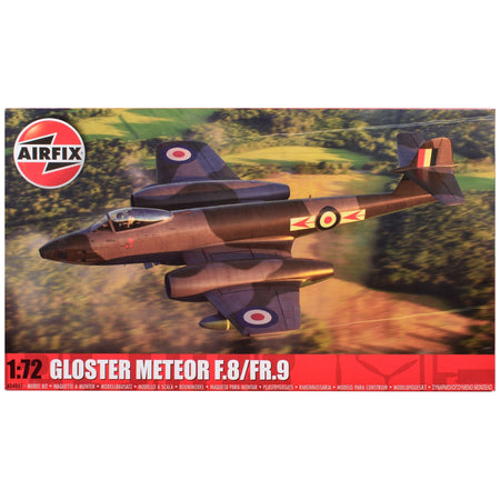Level 2 Model Kit Gloster Meteor F.8/FR.9 Fighter Aircraft with 2 Scheme Options 1/72 Plastic Model Kit by Airfix-Airfix-ModelCars.com