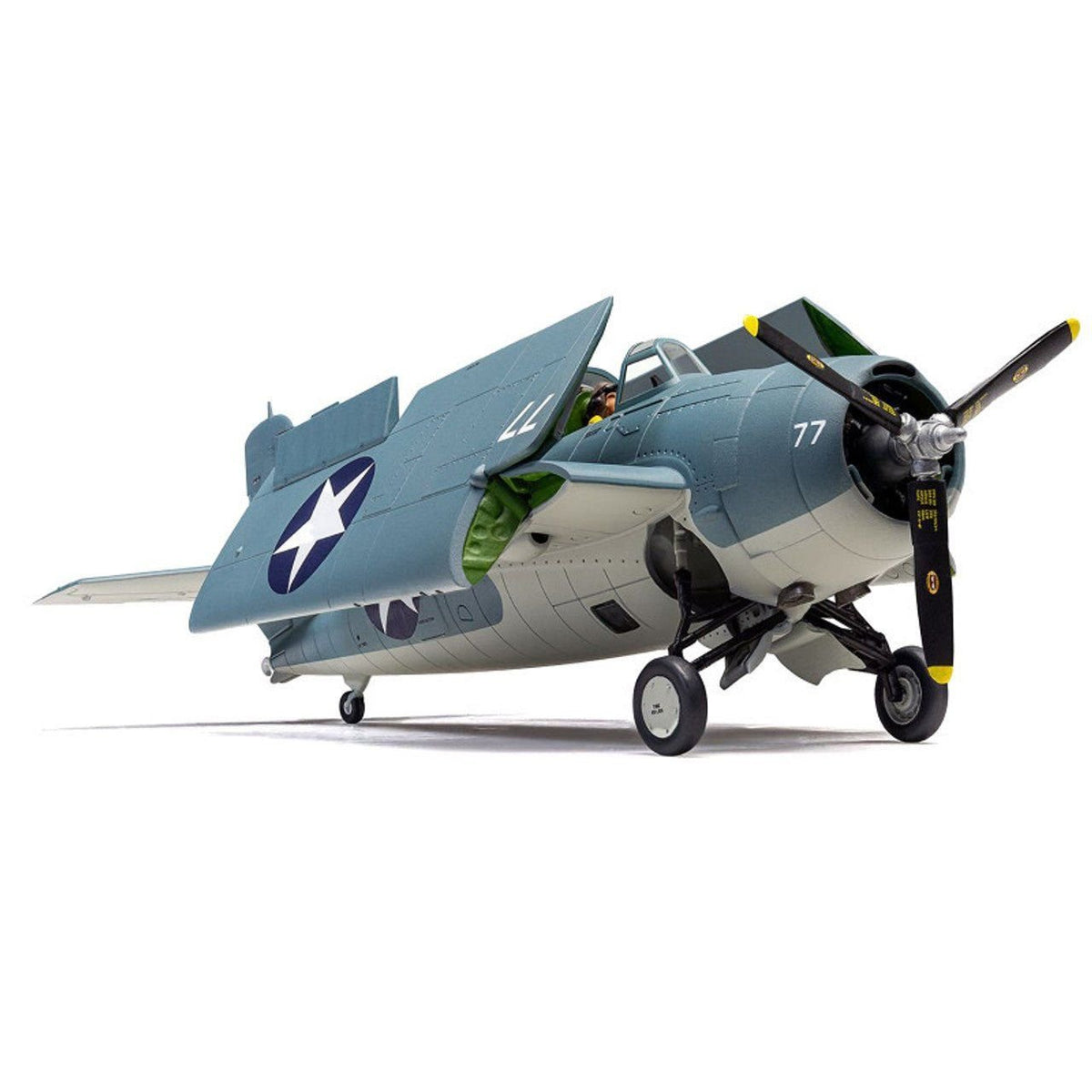 Level 2 Model Kit Grumman F4F-4 Wildcat Fighter Aircraft with 2 Scheme Options 1/72 Plastic Model Kit by Airfix-Airfix-ModelCars.com