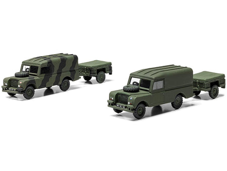Level 2 Model Kit Land Rover LWB (Hard Top) Truck and Trailer with 2 Scheme Options 1/76 Scale Plastic Model Kit by Airfix-Airfix-ModelCars.com