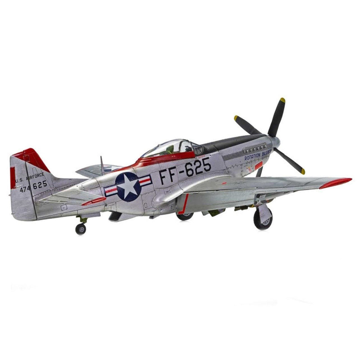 Level 2 Model Kit North American F-51D Mustang Fighter Aircraft with 3 Scheme Options 1/48 Plastic Model Kit by Airfix-Airfix-ModelCars.com