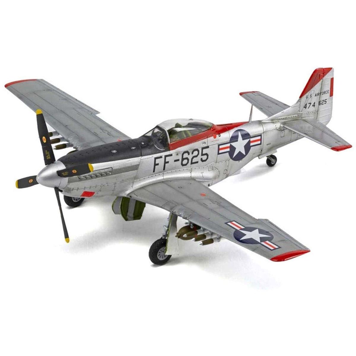Level 2 Model Kit North American F-51D Mustang Fighter Aircraft with 3 Scheme Options 1/48 Plastic Model Kit by Airfix-Airfix-ModelCars.com