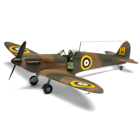 Level 2 Model Kit Supermarine Spitfire Mk.I Fighter Aircraft with 3 Scheme Options 1/48 Plastic Model Kit by Airfix-Airfix-ModelCars.com