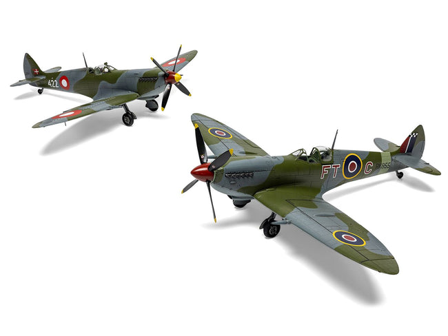 Level 2 Model Kit Supermarine Spitfire Mk.IXe Fighter Aircraft with 3 Scheme Options 1/48 Plastic Model Kit by Airfix-Airfix-ModelCars.com