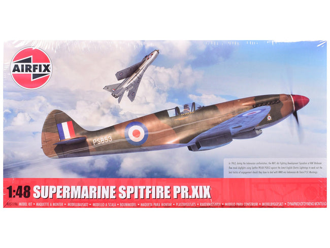 Level 2 Model Kit Supermarine Spitfire PR.XIX Fighter Aircraft with 3 Scheme Options 1/48 Plastic Model Kit by Airfix-Airfix-ModelCars.com