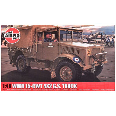 Level 2 Model Kit WWII 15-cwt 4x2 General Service Truck with 2 Scheme Options 1/48 Plastic Model Kit by Airfix-Airfix-ModelCars.com