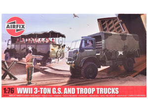 Level 2 Model Kit WWII 3-Ton General Service and Troop Trucks 1/76 Plastic Model Kit by Airfix