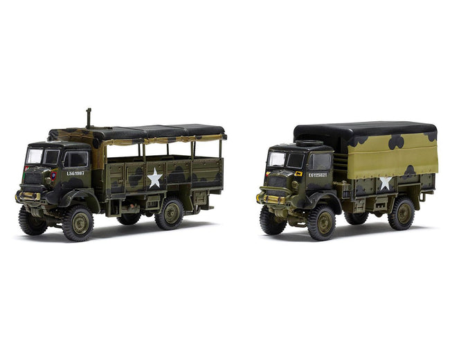 Level 2 Model Kit WWII 3-Ton General Service and Troop Trucks 1/76 Plastic Model Kit by Airfix-Airfix-ModelCars.com