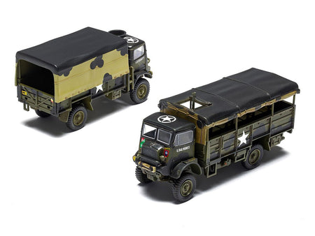 Level 2 Model Kit WWII 3-Ton General Service and Troop Trucks 1/76 Plastic Model Kit by Airfix-Airfix-ModelCars.com