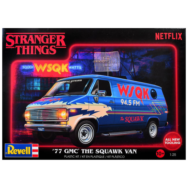Level 3 Model Kit 1977 GMC "WSQK Squawk" Van "Stranger Things" (2016-2025) TV Series 1/25 Scale Model by Revell-Revell-ModelCars.com