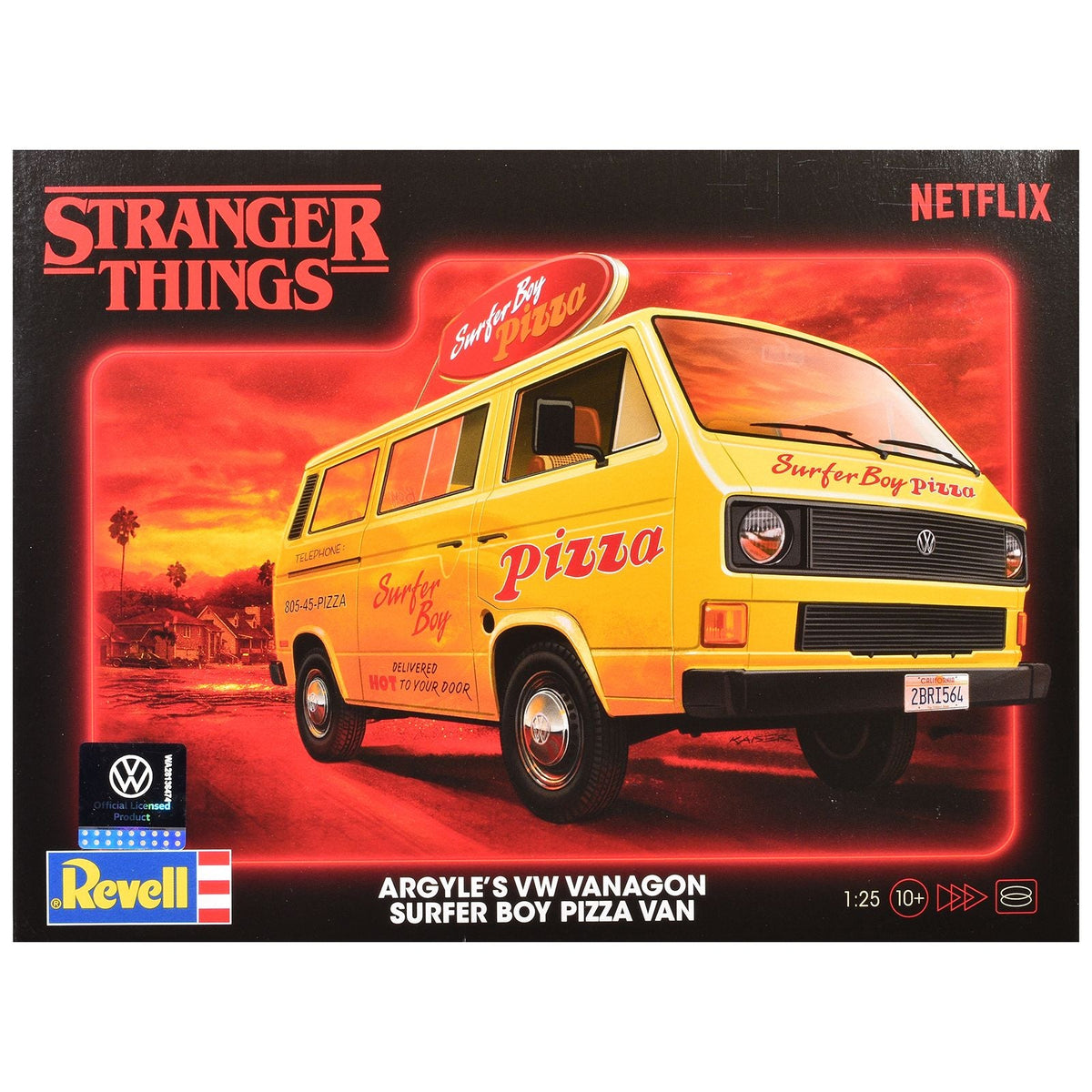 Level 3 Model Kit Argyle’s Volkswagen Vanagon "Surfer Boy Pizza" Van "Stranger Things" (2016-Current) TV Series 1/25 Scale Model by Revell-Revell-ModelCars.com