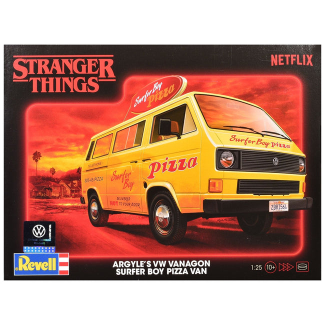 Level 3 Model Kit Argyle’s Volkswagen Vanagon "Surfer Boy Pizza" Van "Stranger Things" (2016-Current) TV Series 1/25 Scale Model by Revell-Revell-ModelCars.com