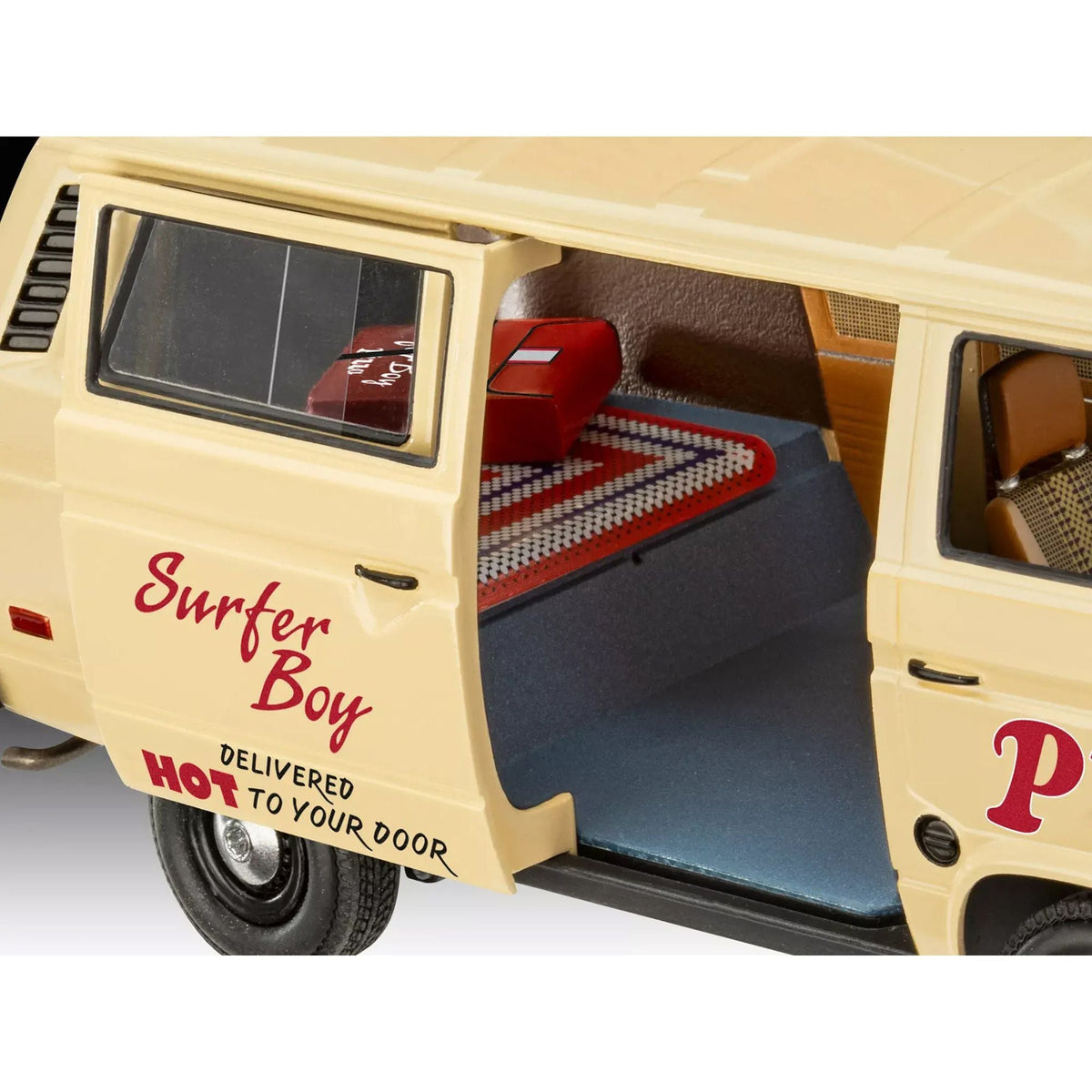 Level 3 Model Kit Argyle’s Volkswagen Vanagon "Surfer Boy Pizza" Van "Stranger Things" (2016-Current) TV Series 1/25 Scale Model by Revell-Revell-ModelCars.com