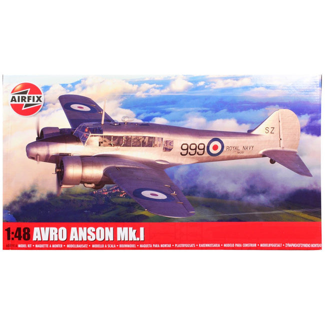 Level 3 Model Kit Avro Anson Mk.I Aircraft with 3 Scheme Options 1/48 Plastic Model Kit by Airfix-Airfix-ModelCars.com