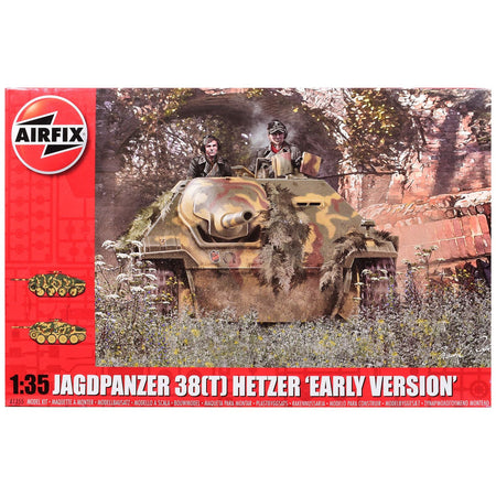 Level 3 Model Kit JagdPanzer 38(t) Hetzer "Early Version" Tank with 2 Scheme Options 1/35 Plastic Model Kit by Airfix-Airfix-ModelCars.com