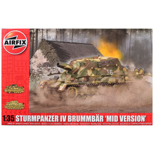 Level 3 Model Kit Sturmpanzer IV Brummbar "Mid Version" Tank with 2 Scheme Options 1/35 Plastic Model Kit by Airfix