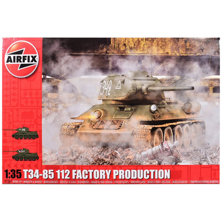 Level 3 Model Kit T34-85 112 Factory Production Tank with 2 Scheme Options 1/35 Plastic Model Kit by Airfix-Airfix-ModelCars.com