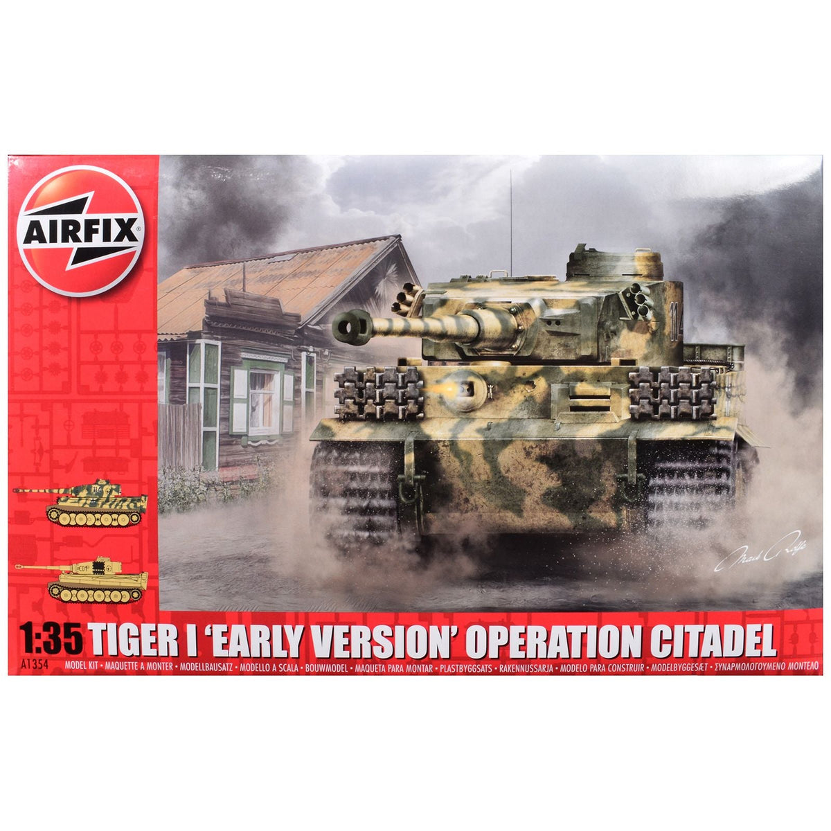 Level 3 Model Kit Tiger I Early Version Tank "Operation Citadel" with 2 Scheme Options (Level 3) 1/35 Plastic Model Kit by Airfix-Airfix-ModelCars.com