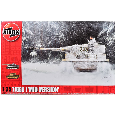 Level 3 Model Kit Tiger I "Mid Version" Tank with 2 Scheme Options 1/35 Plastic Model Kit by Airfix-Airfix-ModelCars.com