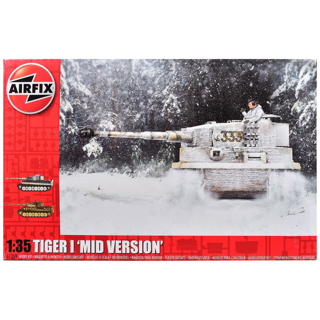Level 3 Model Kit Tiger I "Mid Version" Tank with 2 Scheme Options 1/35 Plastic Model Kit by Airfix-Airfix-ModelCars.com