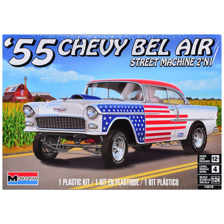 Level 4 Model Kit 1955 Chevrolet Bel Air Street Machine 2-in-1 Kit 1/24 Scale Model by Revell-Revell-ModelCars.com