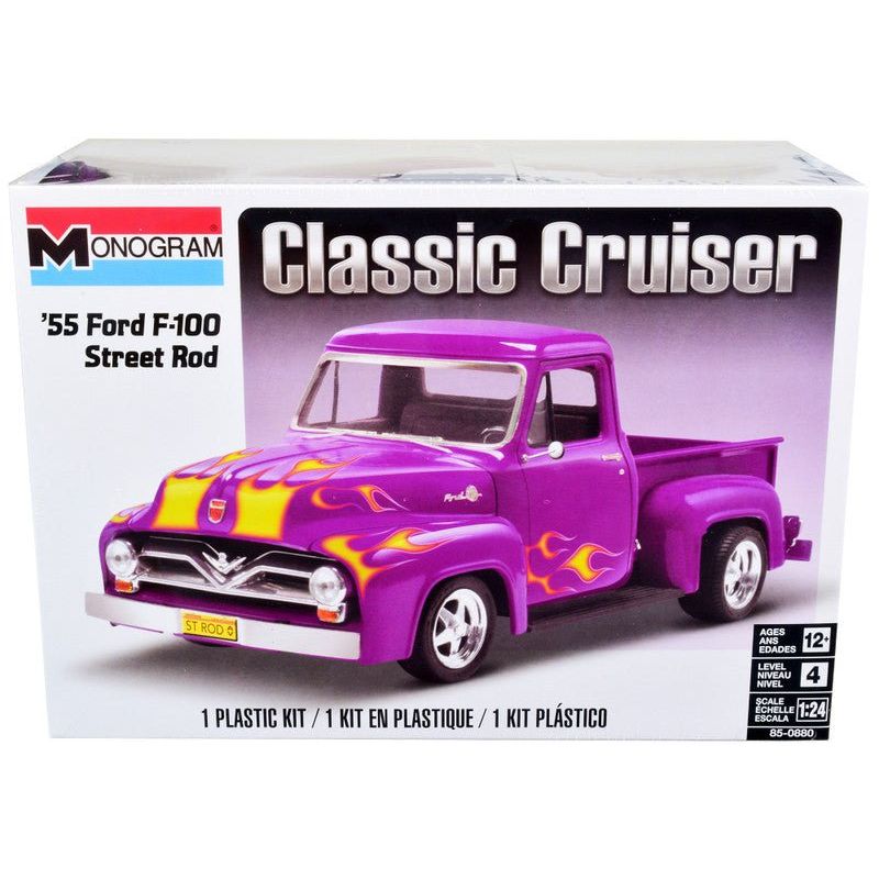 Level 4 Model Kit 1955 Ford F-100 Street Rod Pickup Truck "Classic Cruiser" 1/24 Scale Model by Revell-Revell-ModelCars.com