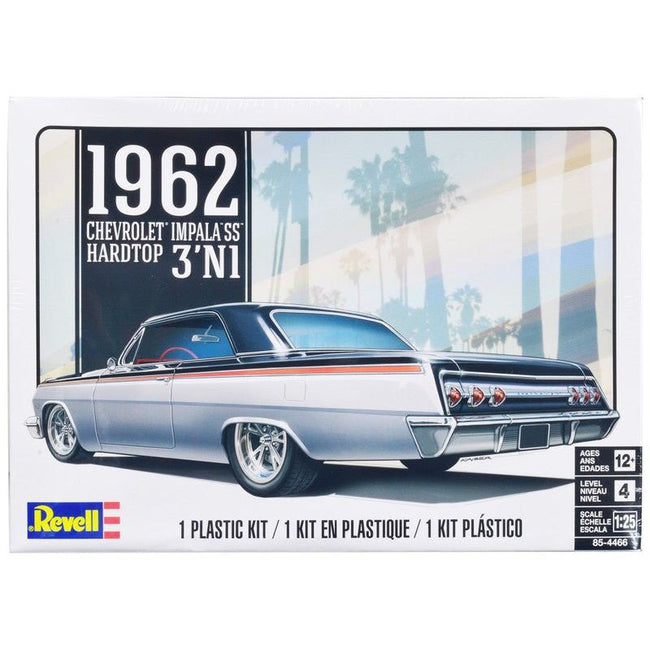 Level 4 Model Kit 1962 Chevrolet Impala Hardtop 3-in-1 Kit 1/25 Scale Model by Revell-Revell-ModelCars.com