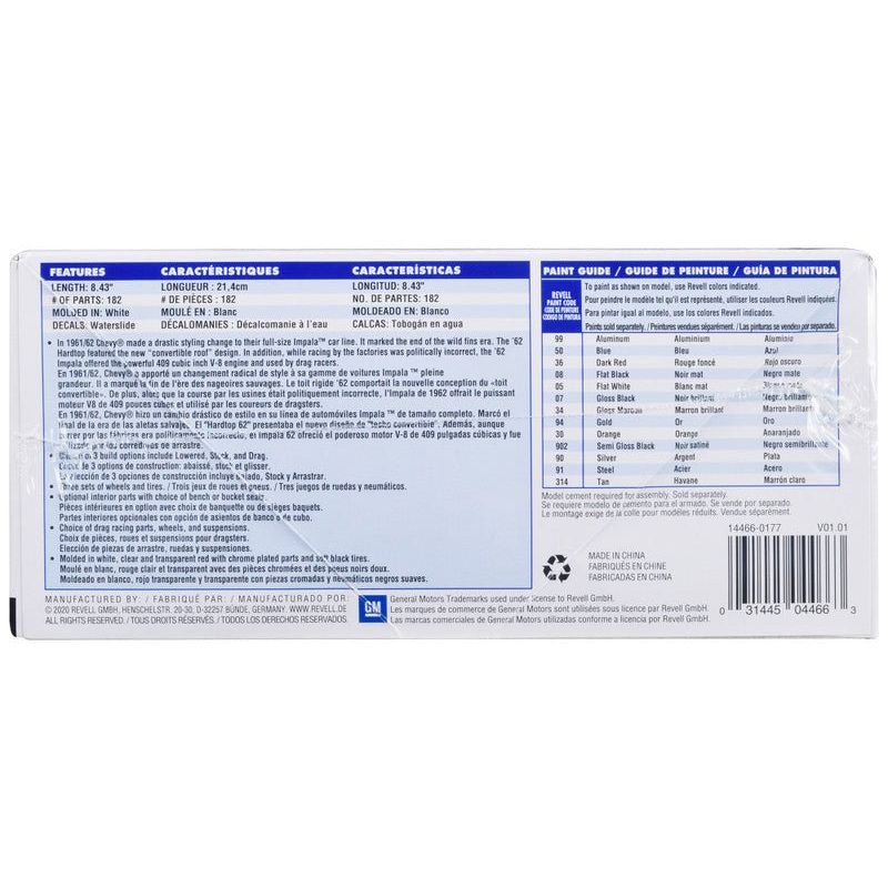 Level 4 Model Kit 1962 Chevrolet Impala Hardtop 3 - in - 1 Kit 1/25 Scale Model by Revell - Revell - ModelCars.com