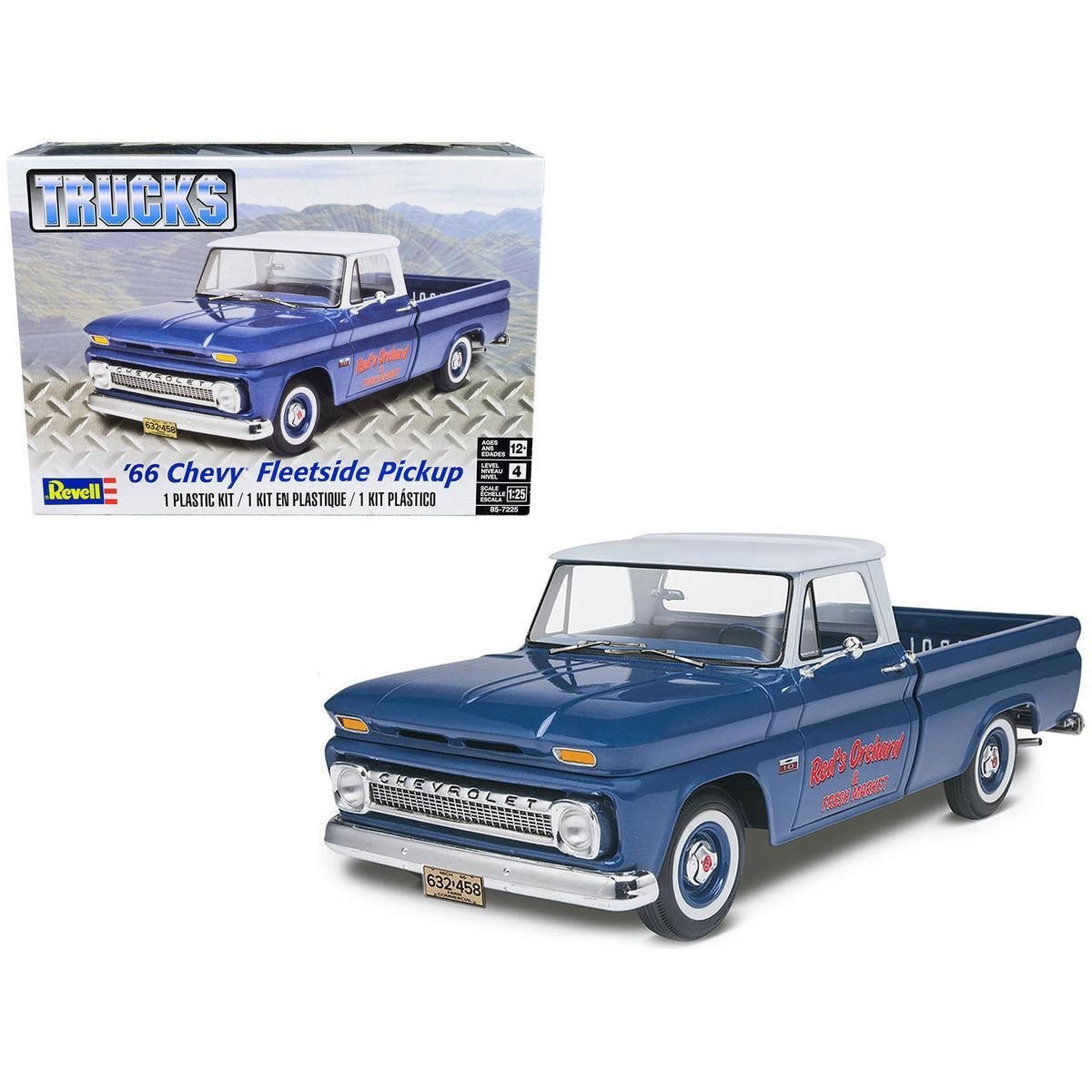 Level 4 Model Kit 1966 Chevrolet Fleetside Pickup Truck 1/25 Scale Model by Revell-Revell-ModelCars.com