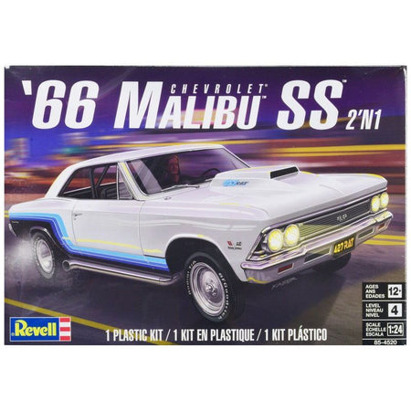 Level 4 Model Kit 1966 Chevrolet Malibu SS 2-in-1 Kit 1/24 Scale Model by Revell-Revell-ModelCars.com