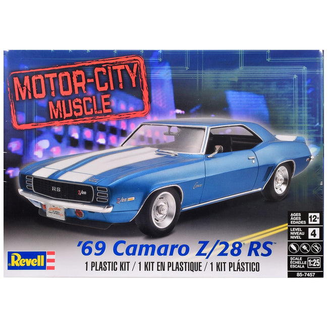 Level 4 Model Kit 1969 Chevrolet Camaro Z/28 RS "Motor-City Muscle" 1/25 Scale Model by Revell-Revell-ModelCars.com