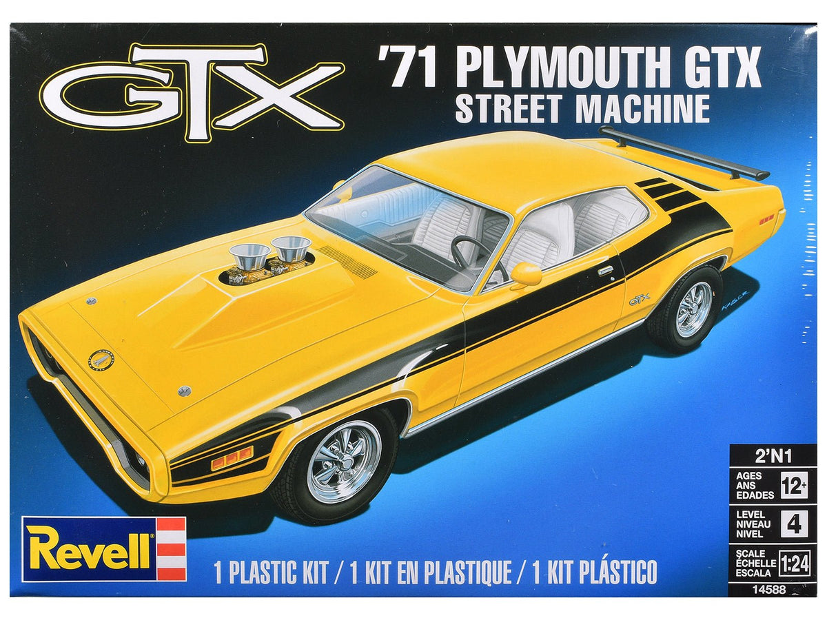 Level 4 Model Kit 1971 Plymouth GTX Street Machine 2-in-1 Kit 1/24 Scale Model by Revell-Revell-ModelCars.com