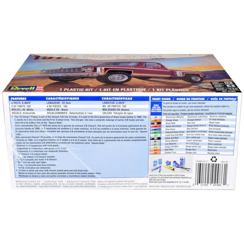 Level 4 Model Kit 1976 Chevrolet Sports Stepside 4x4 Pickup Truck 1/24 Scale Model by Revell-Revell-ModelCars.com
