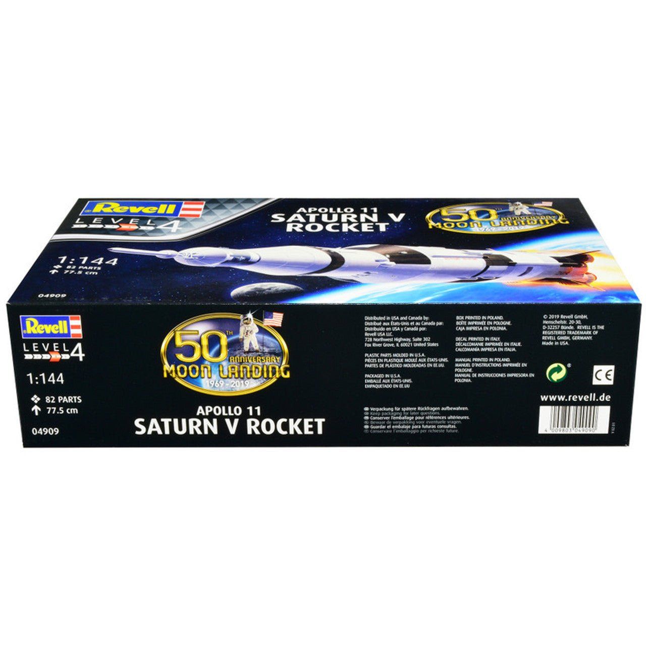 Level 4 Model Kit Apollo 11 Saturn V Rocket "50th Anniversary Moon Landing" 1/144 Scale Model by Revell - Revell - ModelCars.com