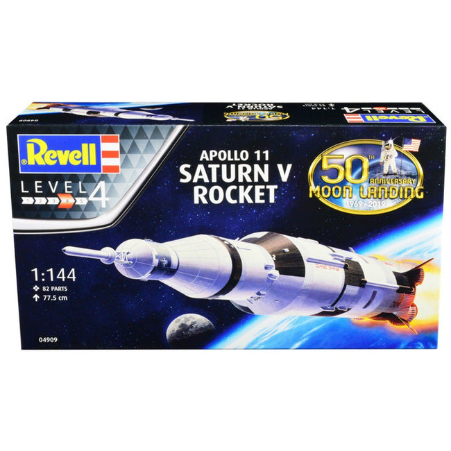 Level 4 Model Kit Apollo 11 Saturn V Rocket "50th Anniversary Moon Landing" 1/144 Scale Model by Revell-Revell-ModelCars.com